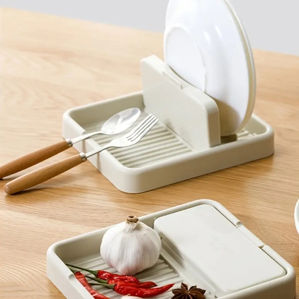 🥄 Foldable Utensil & Pot Cover Rack- Keep Counters Clean w/This Convenient Tray